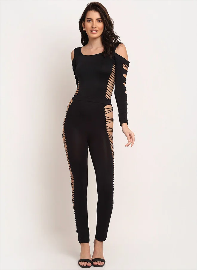 Laceandme  Laceandme Black Cut-Out Jumpsuit  | Best Price UAE